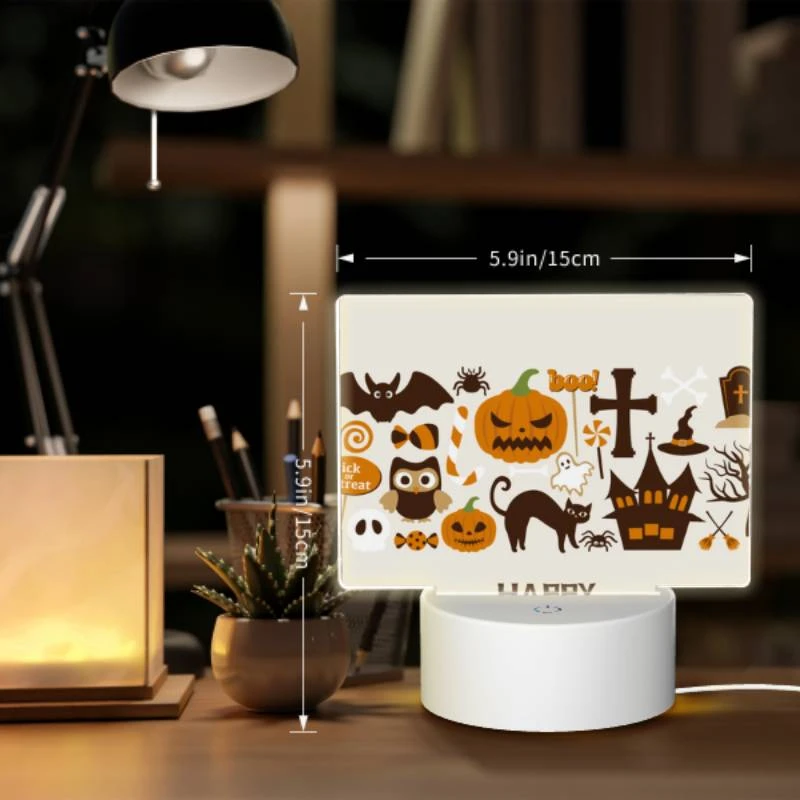 Rectangular Acrylic Night Light, A collection of Halloween symbols and decorations. Rectangular Acrylic Night Light, A Collection Of Halloween Symbols And Decorations. -Acrylic Night Light Shop be2277193aeca8f2652365e3ceaf8ddaf187de89