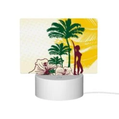 Rectangular Acrylic Night Light, A Woman Is Standing In Front Of A Palm Tree. -Acrylic Night Light Shop be688a6e75303b442ed807ae167ad2f2139dfba0