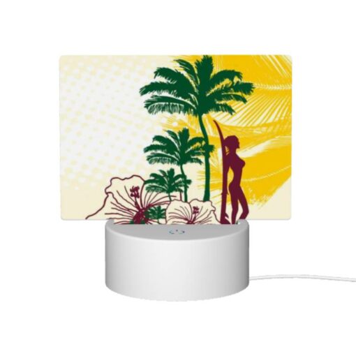Rectangular Acrylic Night Light, A Woman Is Standing In Front Of A Palm Tree. -Acrylic Night Light Shop be688a6e75303b442ed807ae167ad2f2139dfba0