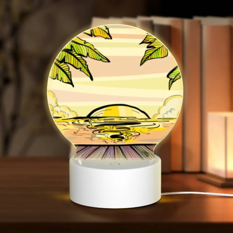 Round Acrylic Night Light, A sunset with a beach and palm trees in the background. Round Acrylic Night Light, A Sunset With A Beach And Palm Trees In The Background. -Acrylic Night Light Shop be9490ce6eeb0ddaffa850d581b608793d088e55