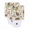 Night Light Set Of 2, A Colorful Floral Pattern With A Variety Of Flowers And Leaves.