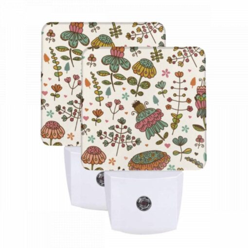Night Light Set Of 2, A Colorful Floral Pattern With A Variety Of Flowers And Leaves. -Acrylic Night Light Shop bea7c6bd2a897350ef95d2bfc6c4c97d45aa3f0b