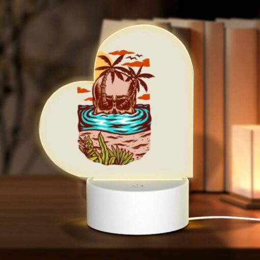 Love Acrylic Night Light, A Cartoon Of A Skull In The Water With A Palm Tree In The Background. -Acrylic Night Light Shop bf2a029a2dd39441287ae6368c1613d8f71932f2