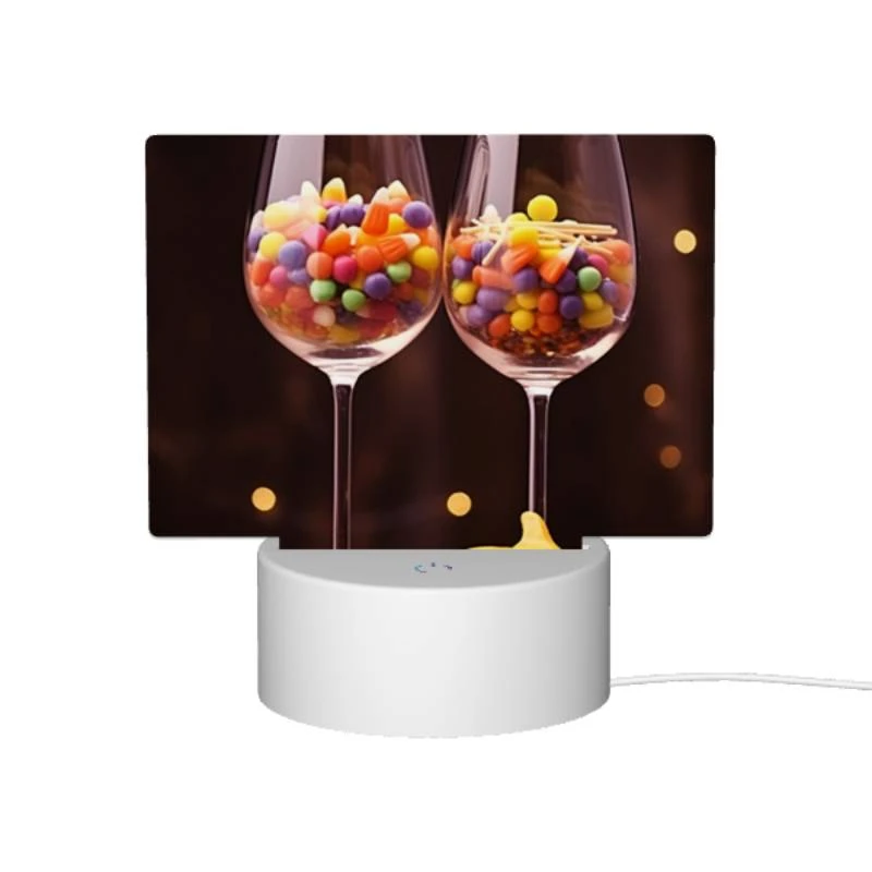 Rectangular Acrylic Night Light, Two wine glasses filled with candy and a pumpkin. Rectangular Acrylic Night Light, Two Wine Glasses Filled With Candy And A Pumpkin. -Acrylic Night Light Shop bf49657845deef31bf841744fb4500592d20040c