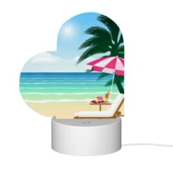 Love Acrylic Night Light, A Beach Scene With A Pink And White Umbrella -Acrylic Night Light Shop bf5491886470278695ff618f585dfbb4b43965d7