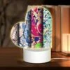 Love Acrylic Night Light, Four Different Colored Paintings Of Flowers.
