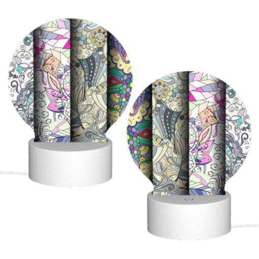 Round Acrylic Night Light, Four Different Colored Paintings Of Flowers. -Acrylic Night Light Shop bf77c1551724c8a4a4dacfb66fc8b029d72f51ce
