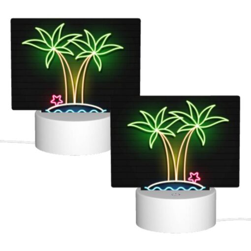 Rectangular Acrylic Night Light, A Neon Sign Of Palm Trees And A Star. -Acrylic Night Light Shop bfd397c130fff571acefa7641bf521cde8e0009f