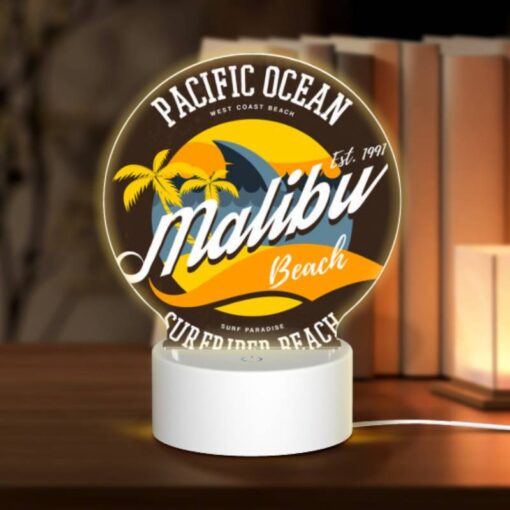 Round Acrylic Night Light, A Logo For Malibu Surf Rider Beach. -Acrylic Night Light Shop c01bc1ff540c28b4f7e3a7cb864c05bf51a15c97
