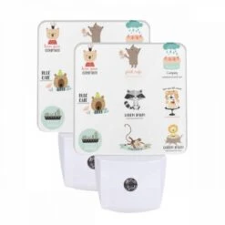 Night Light Set Of 2, A Collection Of Cartoon Animal Logos