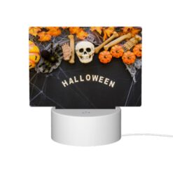 Rectangular Acrylic Night Light, A Halloween Sign With Skeletons And Pumpkins On It. -Acrylic Night Light Shop c055baa05c0ea89f22dba9d9c411e03b8b5001c9