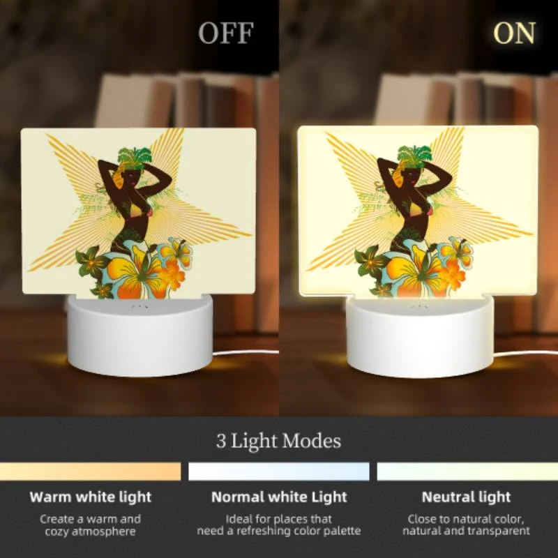 Rectangular Acrylic Night Light, A woman with a flower in her hair is wearing a bikini. Rectangular Acrylic Night Light, A Woman With A Flower In Her Hair Is Wearing A Bikini. -Acrylic Night Light Shop c0983caa1f14fa87f7b588e506b6cce5069c6210