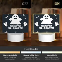 Rectangular Acrylic Night Light, A Ghost Is Shown With The Words "Happy Halloween" Written Below It. -Acrylic Night Light Shop c0b8382cadd85b590d48610f12c308180415712c