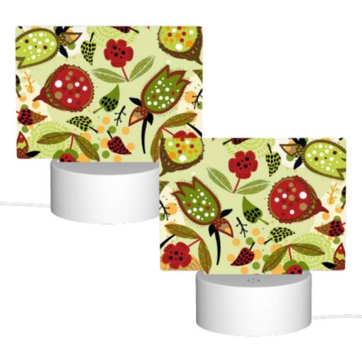 Rectangular Acrylic Night Light, A Pattern Of Red And Green Leaves And Fruits. -Acrylic Night Light Shop c1544f9c8a2e461c000fd0da5f93c529c00e9b1a