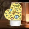 Love Acrylic Night Light, A Colorful Flower Pattern With Yellow Background.