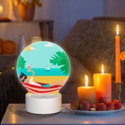 Round Acrylic Night Light, A Man Is Sitting On A Beach Chair -Acrylic Night Light Shop c16247bd59a34573ea8f841e3bc5600b77485d05