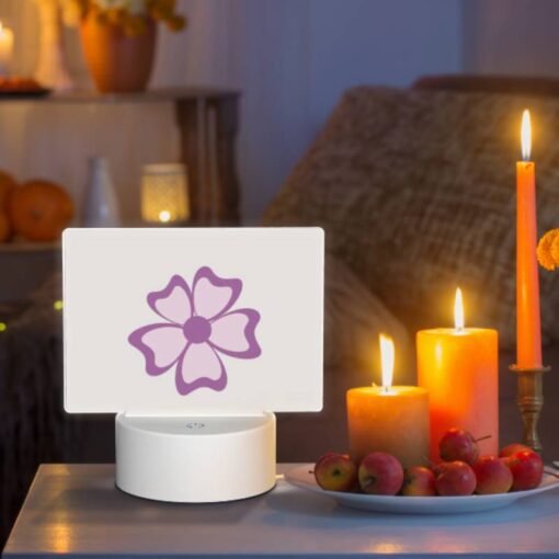 Rectangular Acrylic Night Light, A Pink Flower With Purple Petals. -Acrylic Night Light Shop c164902f2c0cd1cfe13a910af9a7800b9c3f71b5