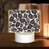 Rectangular Acrylic Night Light, A Pattern Of Leaves On A Black And White Background.