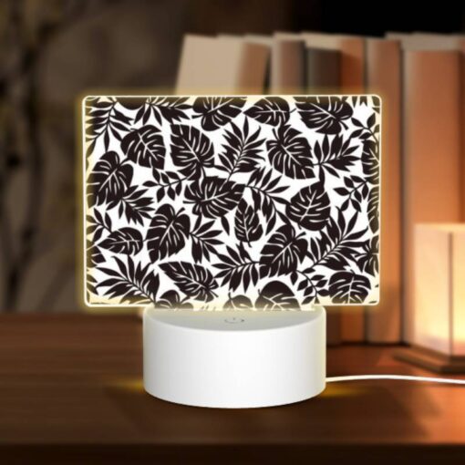 Rectangular Acrylic Night Light, A Pattern Of Leaves On A Black And White Background. -Acrylic Night Light Shop c17b0995cc673c409d0e2f669758d890041dcd12