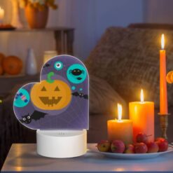 Love Acrylic Night Light, A Pumpkin Is Surrounded By Bats And Other Halloween-themed Items. -Acrylic Night Light Shop c17f53bee09193c771b8811bb00e3904df94f3e0