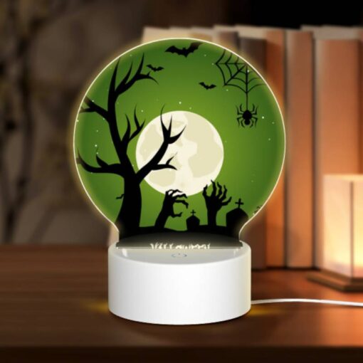 Round Acrylic Night Light, A Spooky Halloween Scene With A Full Moon And Bats. -Acrylic Night Light Shop c190f7d34ca95bfa93270407660b2d27aeb29dcb