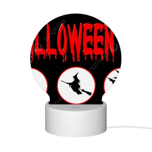 Round Acrylic Night Light, A Halloween Sign With Four Different Images Of Witches And Bats. -Acrylic Night Light Shop c2323eaa26542d4ca4cf38339b8240648759cb41