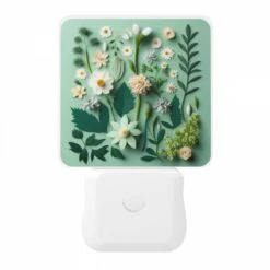 Night Light, A Collection Of Flowers And Leaves On A Green Background. 8 Night Light, A Collection Of Flowers And Leaves On A Green Background. -Acrylic Night Light Shop c29f56c65803f11ca714c163194e4ef34706ccc5