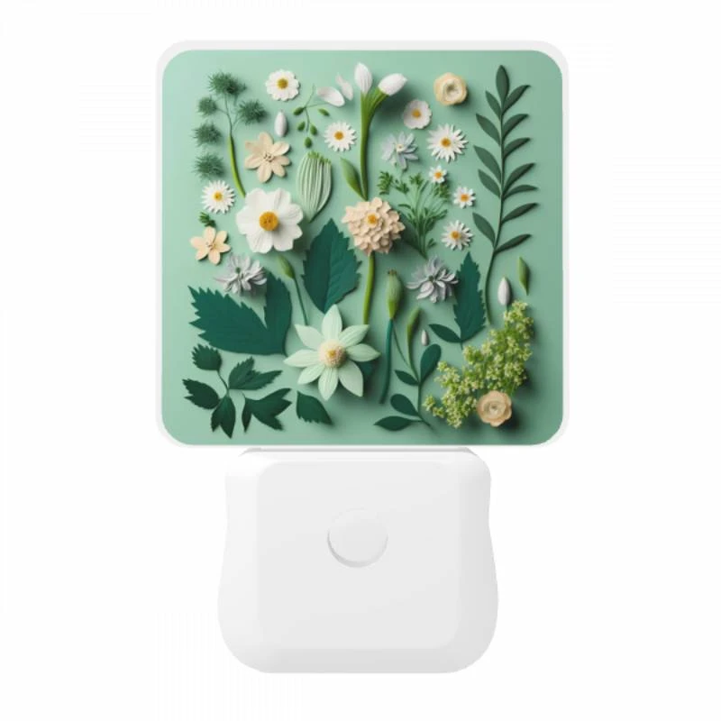 Night Light, A collection of flowers and leaves on a green background. Night Light, A Collection Of Flowers And Leaves On A Green Background. -Acrylic Night Light Shop c29f56c65803f11ca714c163194e4ef34706ccc5