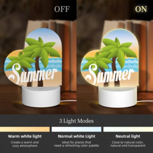 Love Acrylic Night Light, A Cartoon Image Of A Palm Tree And The Word "summer" On A Beach. -Acrylic Night Light Shop c2b3290777f30e0c488c16d64ad9a97a40af7678