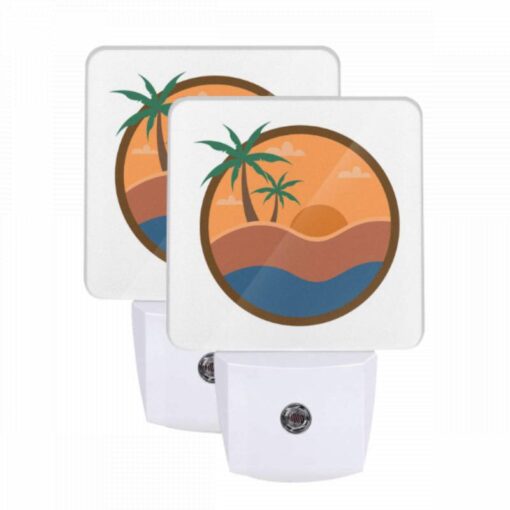 Night Light Set Of 2, A Sunset Scene With A Beach And Palm Trees. -Acrylic Night Light Shop c2b4ae6170bdf5f1c2a2e6a0c9deddc284a5e3db
