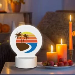Round Acrylic Night Light, A Sunset With A Beach And Palm Trees. -Acrylic Night Light Shop c30a7fd2f9f0774b8b85620a3860c2eb1f8e1ae4