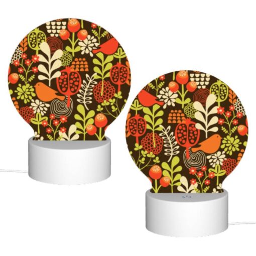 Round Acrylic Night Light, A Colorful Floral Pattern With Birds And Berries. -Acrylic Night Light Shop c33b2e578cb483cf27da230b995ab9a93eeedf31