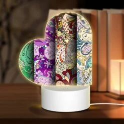 Love Acrylic Night Light, Four Different Colored Designs Of Flowers.