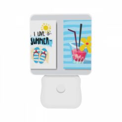 Night Light Set Of 2, A Cardboard Sign That Says "I Love Summer" With A Straw In A Cup Of Pink Juice. -Acrylic Night Light Shop c4344adbec463307ed902c992fb9dab15fa4f832