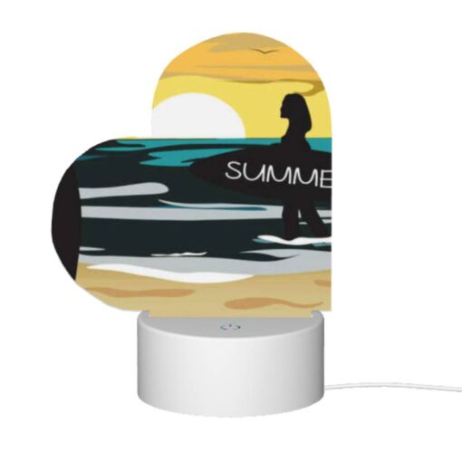 Love Acrylic Night Light, A Woman Is Walking On The Beach With A Surfboard. -Acrylic Night Light Shop c4911d6d9e38f13efce7a10964f632535e3bdb4e