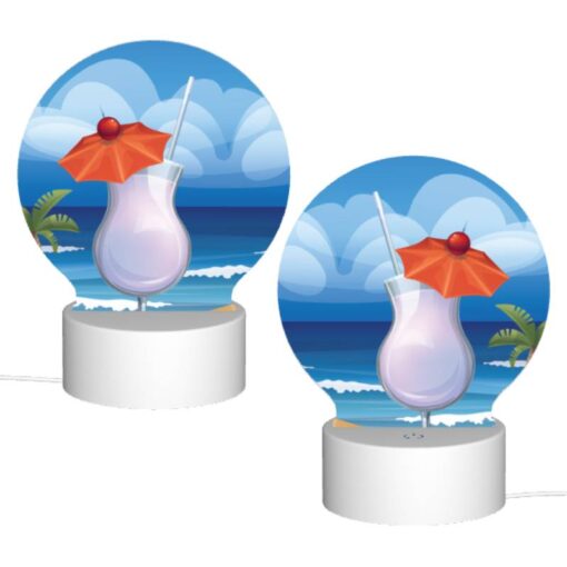 Round Acrylic Night Light, A Cocktail With A Cherry On Top Is Sitting On A Beach. -Acrylic Night Light Shop c4aa3a868ee7991b19cbebe30d3c77505ec756be