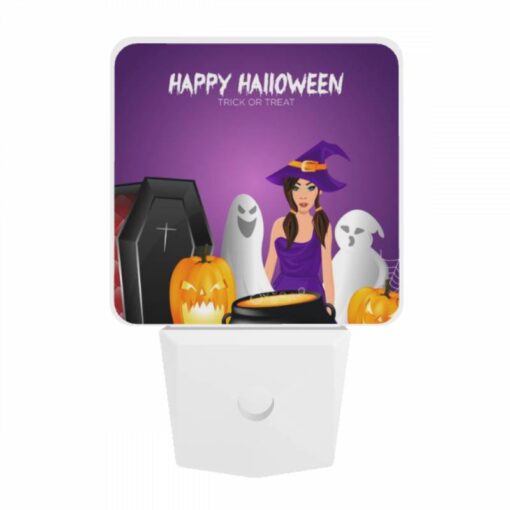 Night Light, A Woman In A Witch's Hat Is Standing Next To A Cauldron Filled With Pumpkins. -Acrylic Night Light Shop c4ab10528272db242e250e7c8ae9a8918f3186a7
