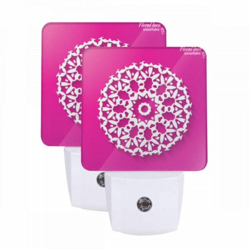 Night Light Set Of 2, A White Snowflake Design On A Pink Background. -Acrylic Night Light Shop c4abadc83a40c6b74e4d374d15ac310e93729852
