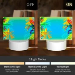 Rectangular Acrylic Night Light, Two Palm Trees Are On A Blue Background. -Acrylic Night Light Shop c50cb382dfa2bd340ca3d8221b10fbfc783e3fcf