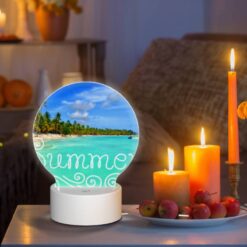 Round Acrylic Night Light, A Beautiful Beach Scene With A Blue Ocean And Palm Trees. -Acrylic Night Light Shop c52320d02b6c94773fb67b6195e32d1beabb8a19
