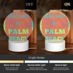 Round Acrylic Night Light, A Colorful Sign Welcoming Visitors To Palm Beach. 2 Round Acrylic Night Light, A Colorful Sign Welcoming Visitors To Palm Beach. -Acrylic Night Light Shop c563fb081b0e43f0d400c5d901fd00b97935732e
