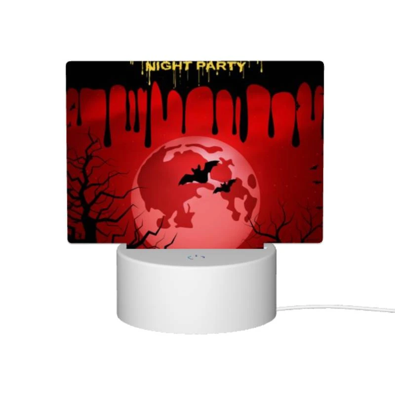 Rectangular Acrylic Night Light, A Halloween night party poster with a red moon and bats. Rectangular Acrylic Night Light, A Halloween Night Party Poster With A Red Moon And Bats. -Acrylic Night Light Shop c6497fc5f636c4961103c61e6416b6b7e7375f12