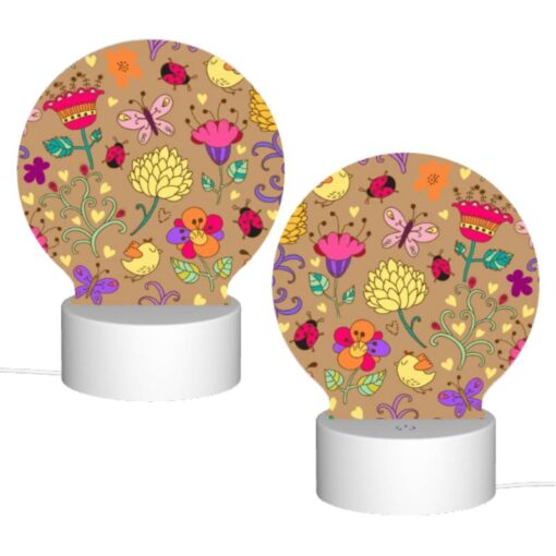 Round Acrylic Night Light, A Colorful Floral Pattern With A Variety Of Flowers And Birds. -Acrylic Night Light Shop c6596fd5a9ff553823834af8b49efab2a924cc9f