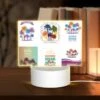 Rectangular Acrylic Night Light, A Collection Of Postcards Featuring California And Tropical Destinations.
