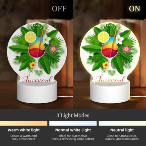 Round Acrylic Night Light, A Colorful Tropical Drink With A Straw And A Slice Of Lemon. -Acrylic Night Light Shop c6f983b3a837c4564a2380e1c9cc444b453c734b
