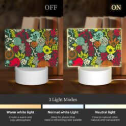 Rectangular Acrylic Night Light, A Colorful Floral Pattern With A Bird In The Middle. -Acrylic Night Light Shop c7001a5deeba54835155edb1f51b3d11ab80293a