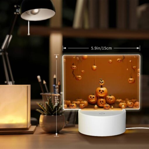 Rectangular Acrylic Night Light, A Bunch Of Pumpkins Are Hanging From Strings -Acrylic Night Light Shop c70dc126e00ed71d06723b75f4cb2bd8b2d51154