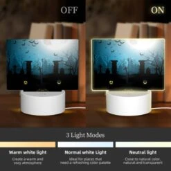 Rectangular Acrylic Night Light, A Halloween Scene With A Moon -Acrylic Night Light Shop c73a9d14e81598e144b5180affa50bcff0334b4f