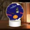 Round Acrylic Night Light, A Halloween Themed Image With A Pumpkin
