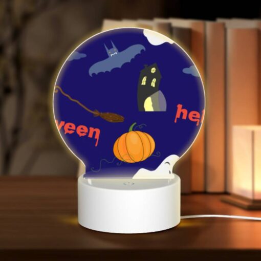Round Acrylic Night Light, A Halloween Themed Image With A Pumpkin -Acrylic Night Light Shop c83bcaeb6b082b27ea1cd227902889275e91e555